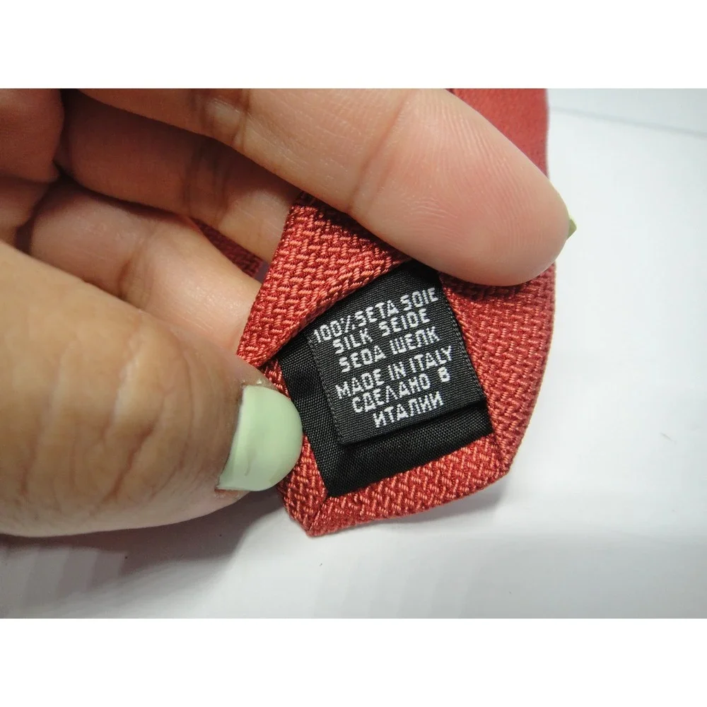 Hugo Boss Men Burnt Orange Silk Micro-Basketweave Texture Necktie Made in Italy